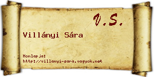 Villányi Sára névjegykártya